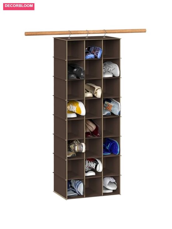 Other - 24 Section Hanging Shoe Organizer with Metal Hooks, 8 Tier, 24 lbs Capacity